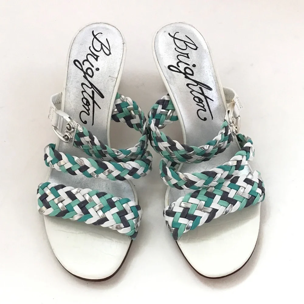 BRIGHTON Braided Leather Kitten Heel Sandals Tress Women’s Size 7